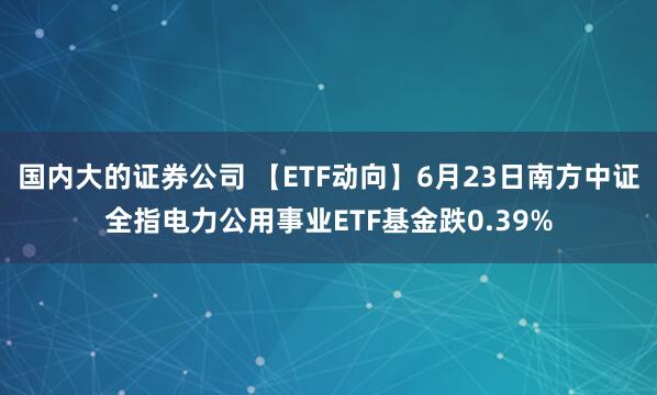 国内大的证券公司 【ETF动向】6月23日南方中证全指电力公用事业ETF基金跌0.39%