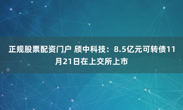 正规股票配资门户 颀中科技：8.5亿元可转债11月21日在上交所上市